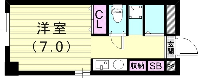 1R（21.6平米）エアコン・シャワー室・室内洗濯機置場