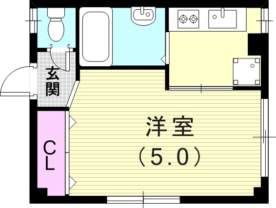 1K（20.25平米）風呂トイレ別・室内洗濯機置き場・収納