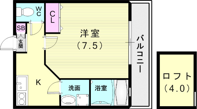 1K（24.85平米）ロスト・モニターホン・システムキッチン