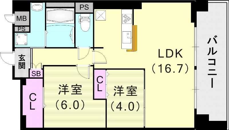 2LDK（62.07平米）浴室乾燥機・追い焚き・ネット無料