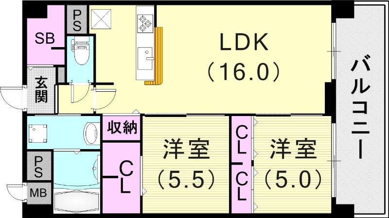 2LDK（63.15平米）浴室乾燥機・追い焚き・ネット無料