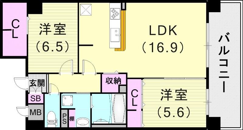 2LDK（67.2平米）浴室乾燥機・追い焚き・ネット無料