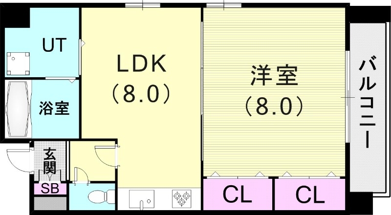 1DK（39.45平米）システムキッチン・独立洗面台・下駄箱