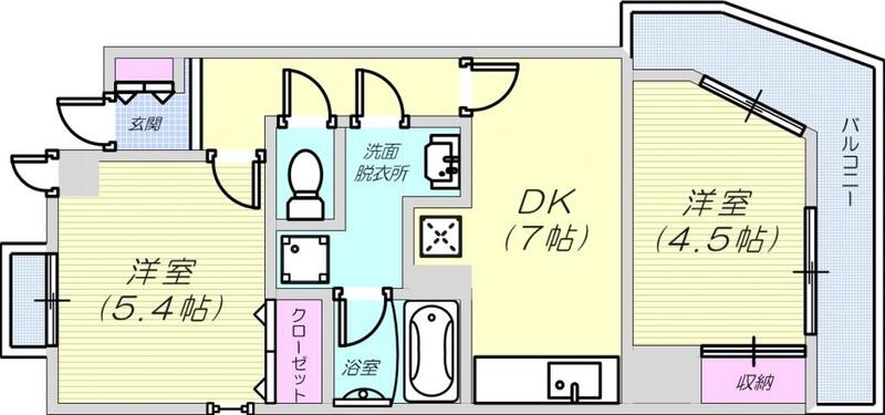 2ＤＫ（41.72平米）バストイレセパレート・室内洗濯機置場