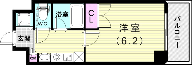１K（22.2平米）室内洗濯機置場・エアコン・下駄箱・収納