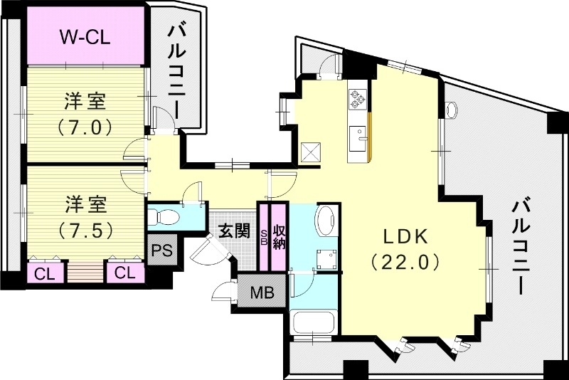 2LDK（84.35平米）システムキッチン・モニターホン