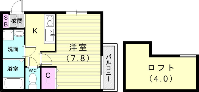 1K(24.85平米)独立洗面台・お風呂トイレ別・収納
