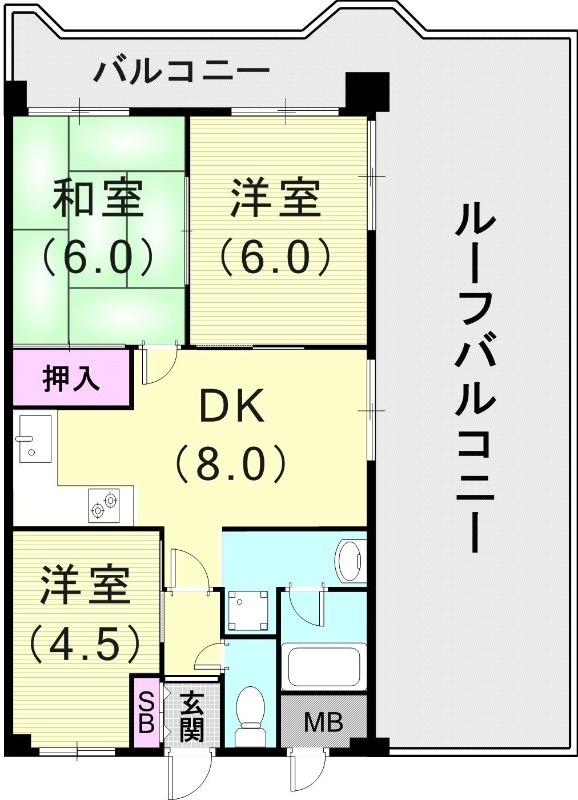 3DK（50.35平米）システムキッチン・独立洗面台・収納