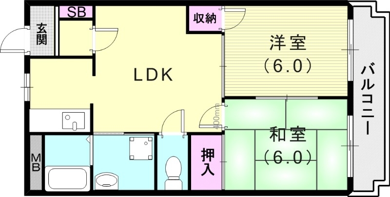 2LDK(50平米）室内洗濯機置場
