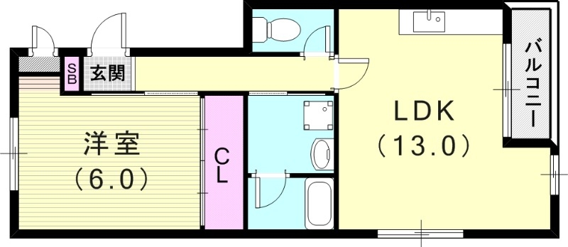 1LDK（42.88平米）角部屋・追焚機能・バルコニー・収納