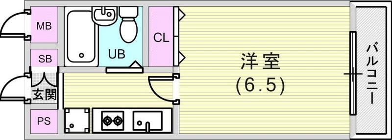 1K（19.2平米）システムキッチン・室内洗濯機置場・収納