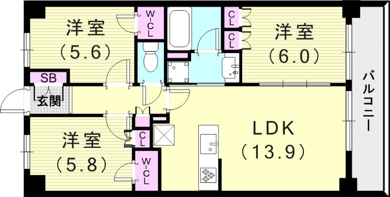 3LDK（69.21平米）24時間ゴミ出し可・食器洗浄乾燥機