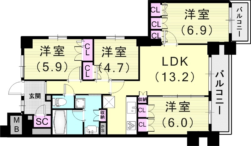 3LDK（83.61平米）24時間ゴミ出し可・食器洗浄乾燥機