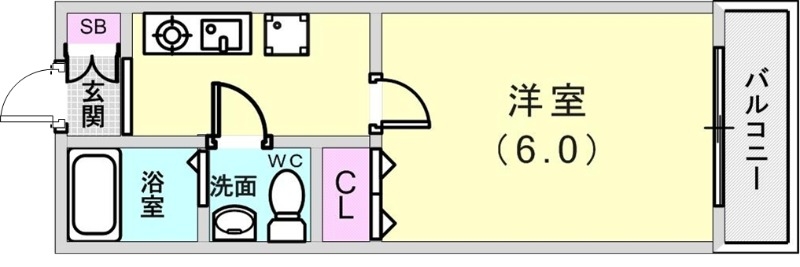 1K（19.58平米）エアコン・IHコンロ・収納・バルコニー