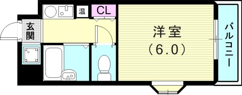 1K（20平米）エアコン・角部屋・室内洗濯機置場・セパレート