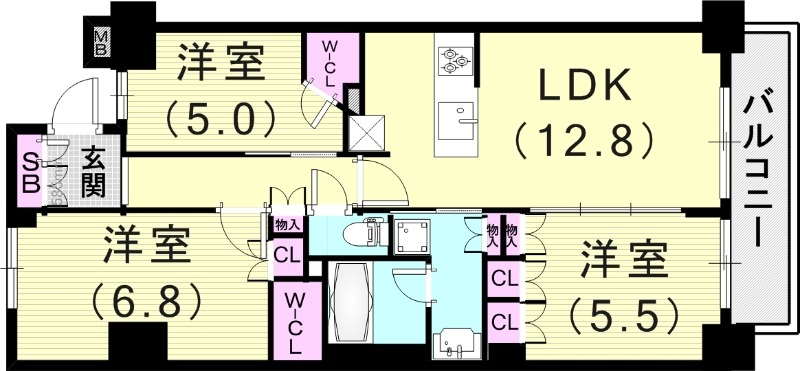 3LDK（73.12平米）24時間ゴミ出し可・食器洗浄乾燥機