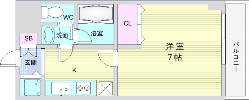 1K(24.34平米)TVインターホン・システムキッチン