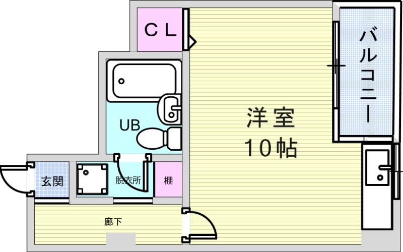 1R（33.5平米）室内洗濯機置き場・エアコン