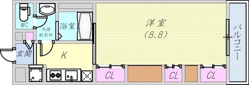 1K（28.98平米）エアコン・システムキッチン・浴室乾燥機
