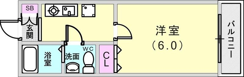 1K（19.58平米）エアコン・IHコンロ・収納・バルコニー