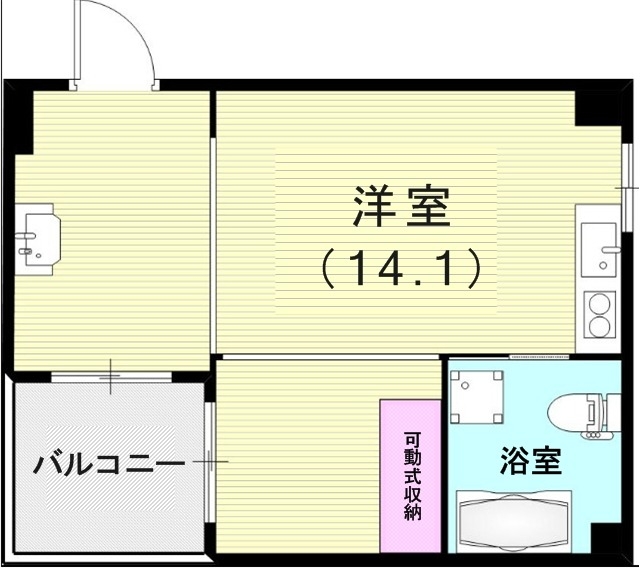 1R(２９．６８平米)TVモニターホン・浴室換気乾燥機・収納