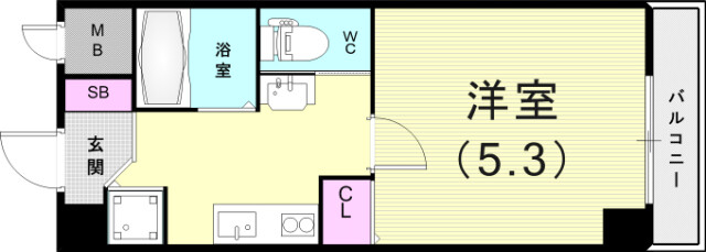 1K（19.14平米）独立洗面台・IH2口コンロ・エアコン