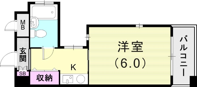 1K（18.2平米）下駄箱・収納・バルコニー・エアコン・UB