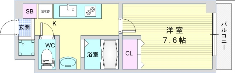 1K（24.36平米）独立洗面台・エアコン・オートロック