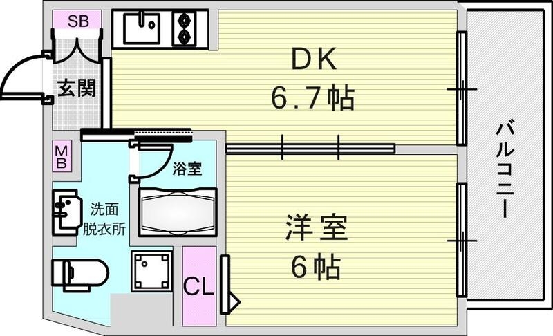 1DK(浴室乾燥機・システムキッチン）