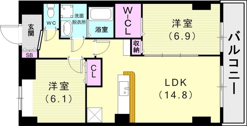 2ＬＤＫ（64.02平米）ネット無料・浴室乾燥機・エアコン