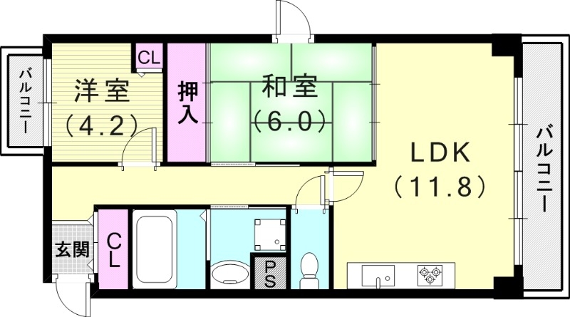 ２LDK（５６.３６平米）モニター付オートロック・独立洗面台