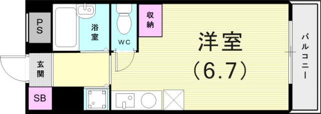 1Ｋ（19平米）エアコン・ＩＨコンロ・洗濯機置き場・収納