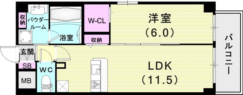1LDK（41.63平米）エアコン・システムキッチン・収納
