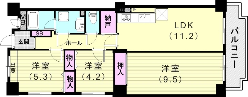 3SLDK(67.99平米）追焚付・室内洗濯機置場