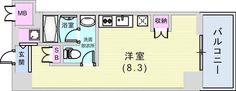 １Ｒ（２５．１２平米）独立洗面台・室内洗濯機置場・エアコン