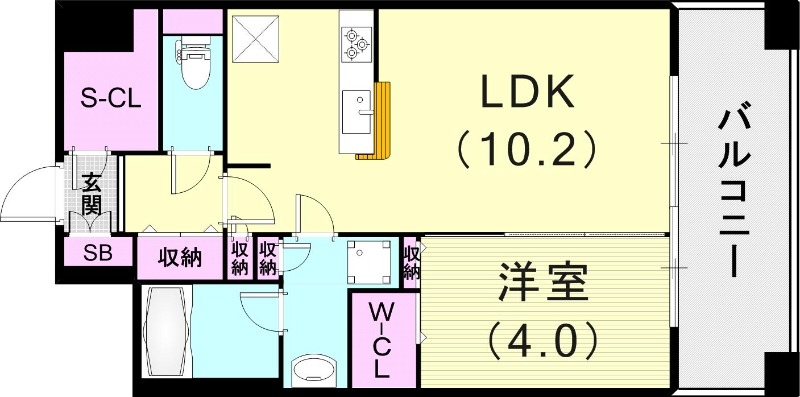 1LDK（37.09平米)ミストサウナ・3口ガスコンロ・収納