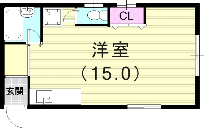 1R(31.68平米）室内洗濯機置場・エアコン・角部屋