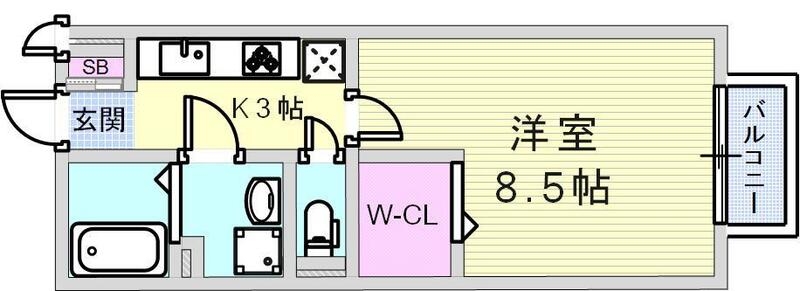 １Kの間取りです