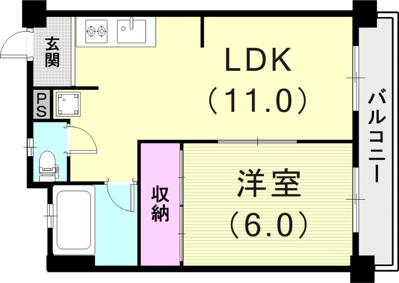 1LDK(36㎡）室内洗濯機置場・モニターフォン