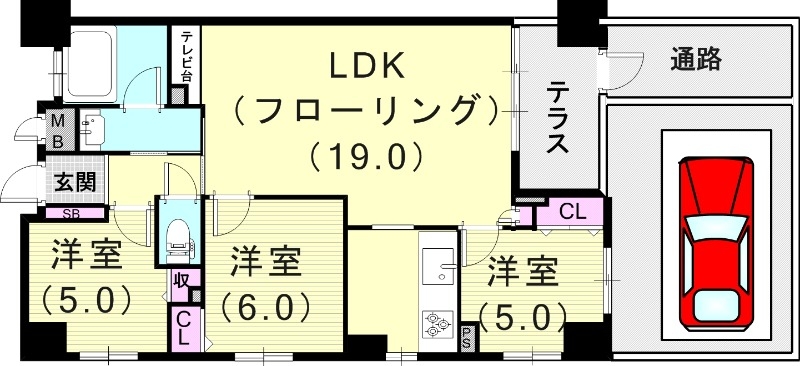 3LDK（72.78㎡）浴室乾燥機・システムキッチン