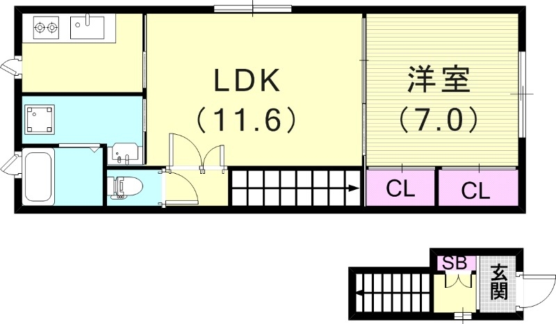 1LDK(42.3平米）浴室乾燥機・モニターフォン
