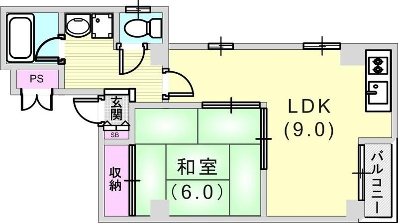 1LDK(36.54平米)独立洗面台・システムキッチン