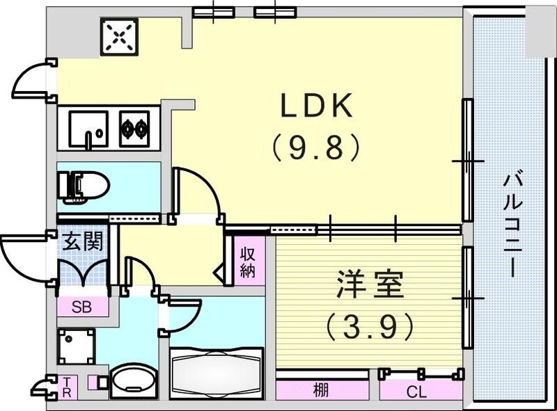1人暮らしにはピッタリな間取り