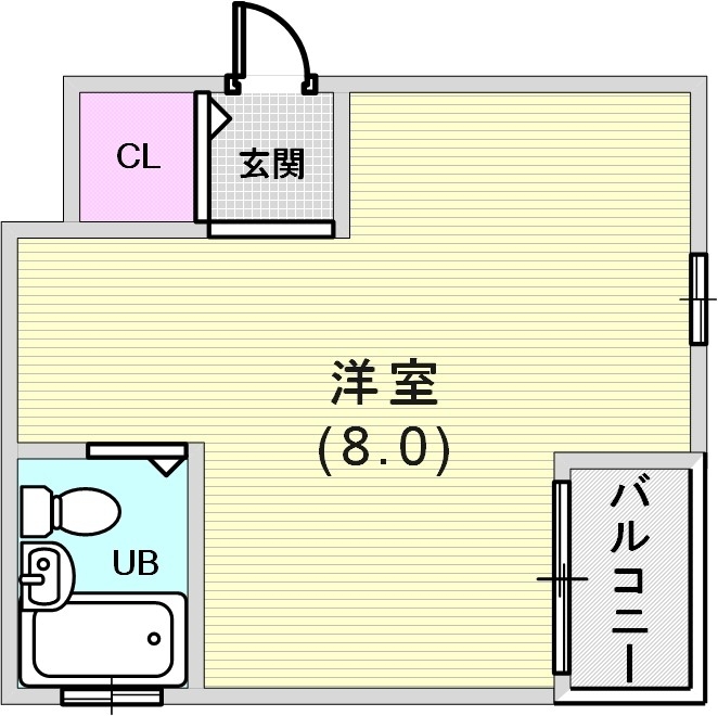 広々とした1Rの間取りです。