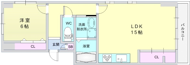 1LDK（50平米）システムキッチン・温水洗浄便座・エアコン