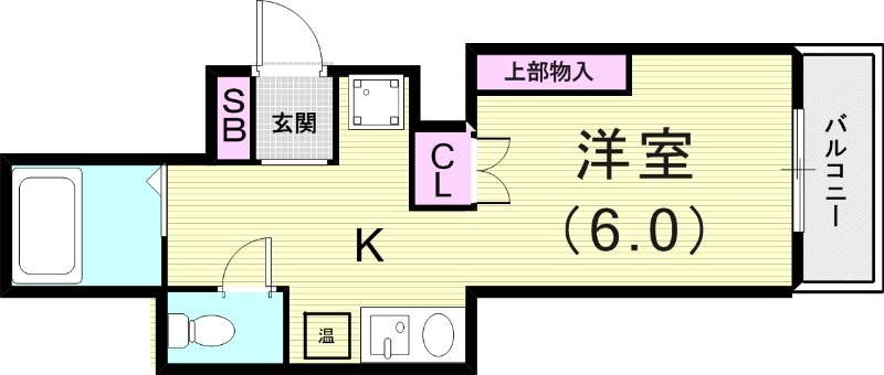 1R（19.99平米）シューズボックス・風呂・トイレ別