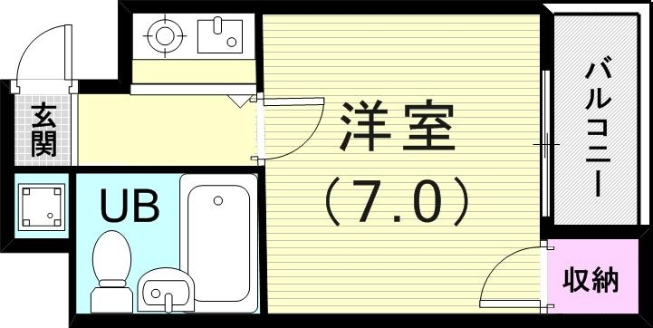 1K(18.52平米）風呂・トイレ別・室内洗濯機置場