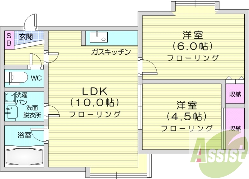 2LDK、収納、モニターホン、シャワートイレ