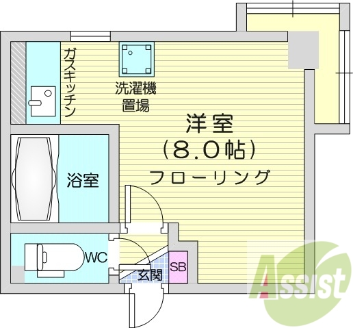 1R、室内洗濯機置き場、暖房便座、シャワートイレ、灯油暖房