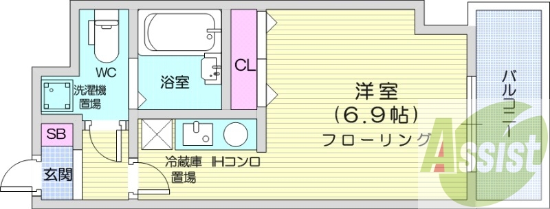 1R、オートロック、角部屋、最上階、ネット使用料無料